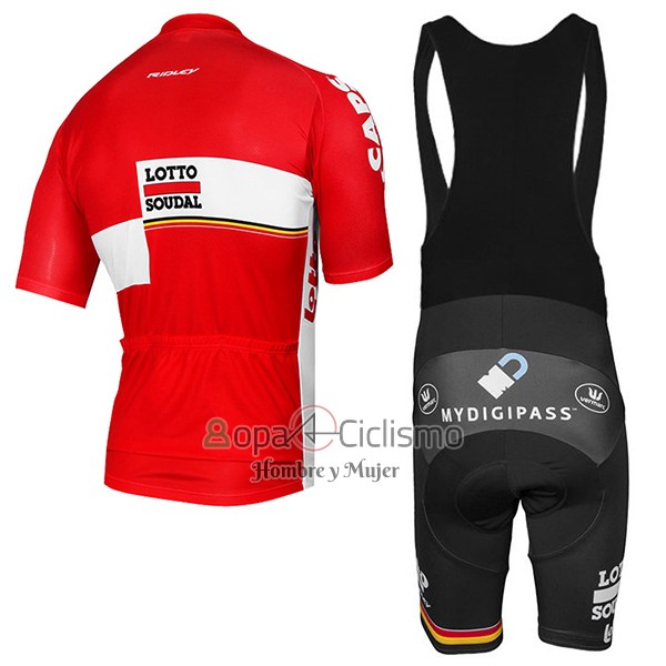 Lotto Soudal Ropa Ciclismo Culotte Corto 2017 Mangas Cortas Rojo